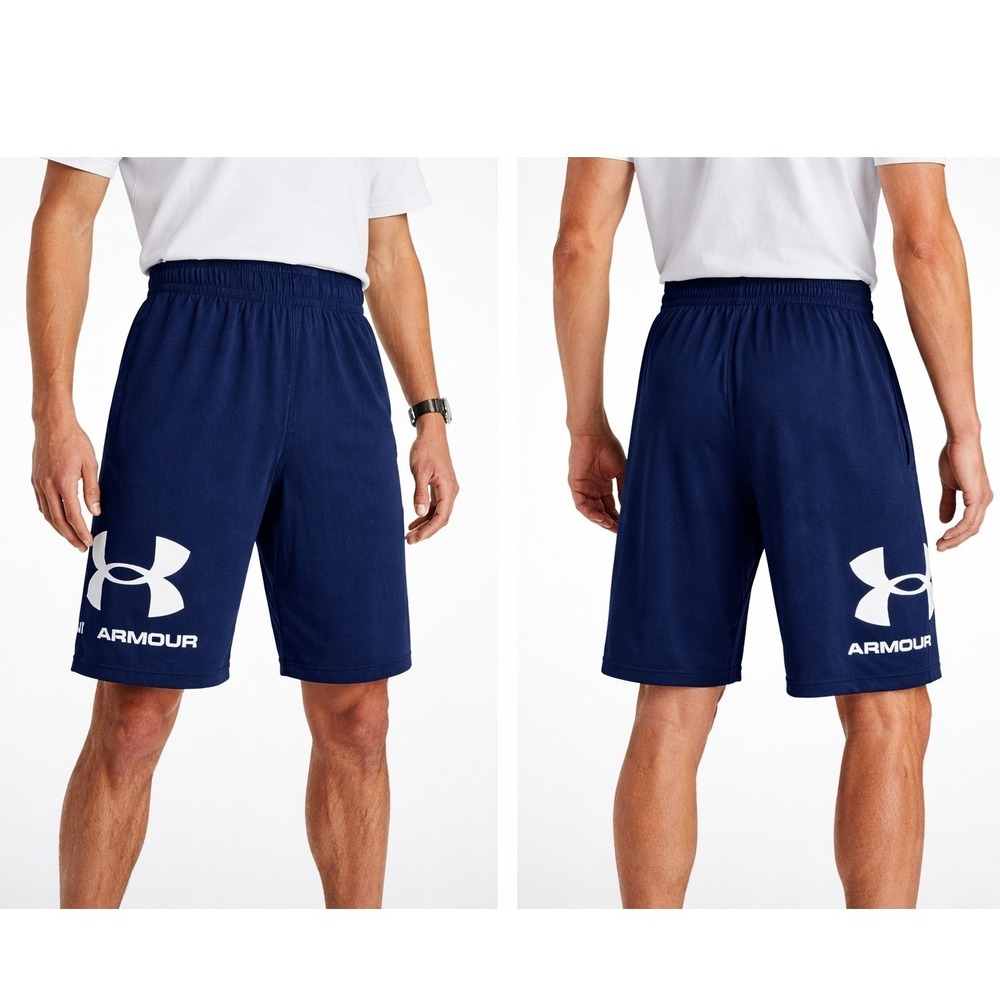Under Armour Men's Sportstyle Cotton Graphic Shorts Large Navy Blue Athletic